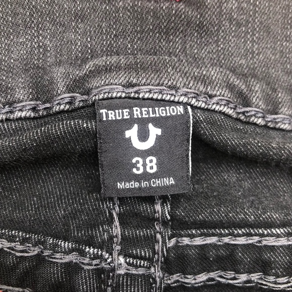 True Religion Ricky Straight Leg Denim T Flap Jeans Dark Grey Size 38 - Picture 3 of 16